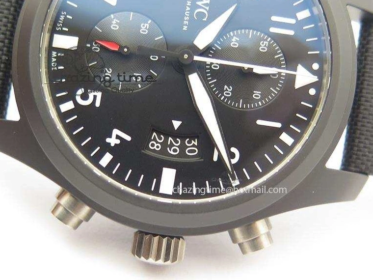 MIROTIME 0218 EasyCare Pilot Chrono IW388001 Real Ceramic ZF 1:1 Best Edition On Black Nylon Strap A 7279